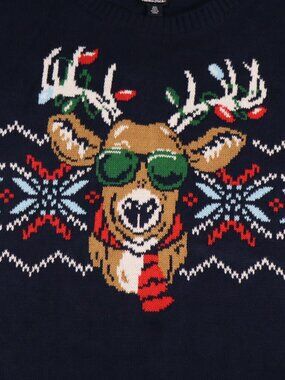 KingSize Men's 5XLT Navy Blue Holiday Crewneck Sweater Big & Tall